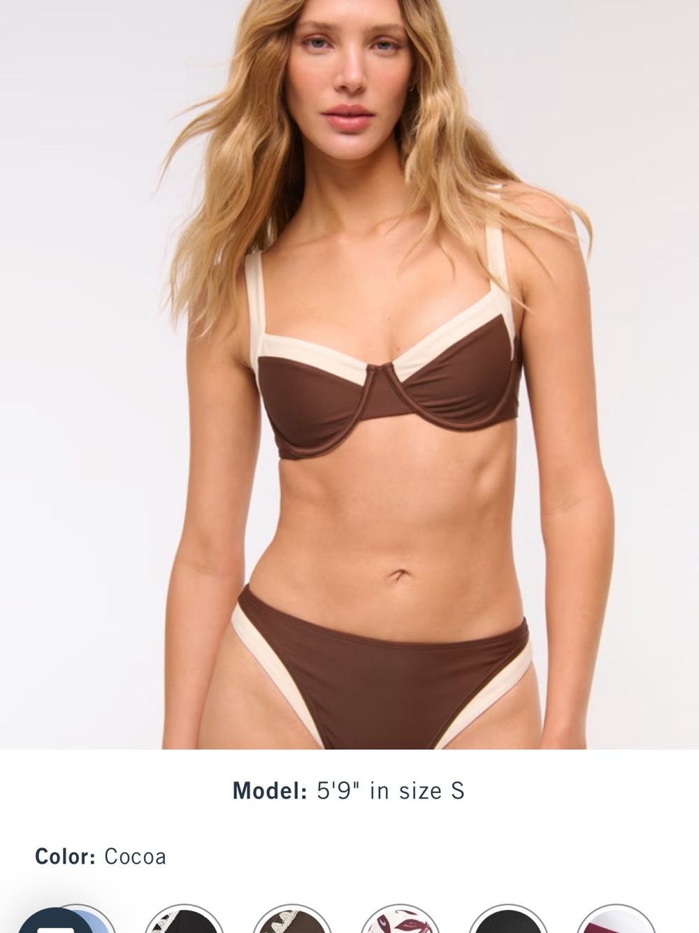 Abercrombie & Fitch Cocoa Bikini Set with Cream Trim